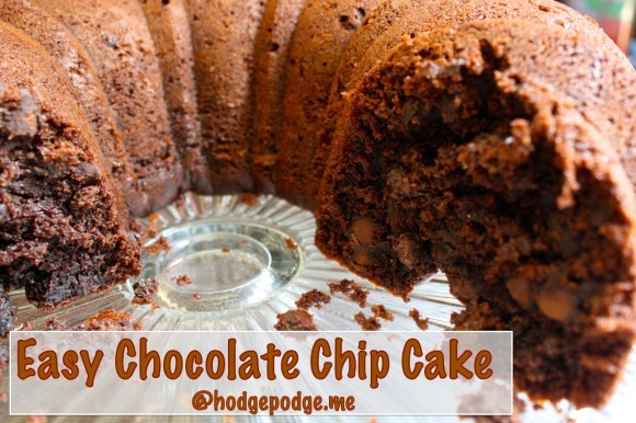 Made from a boxed cake mix, this is the most simple, celebratory, chocolate chip cake recipe I know of. You can even make it gluten free.