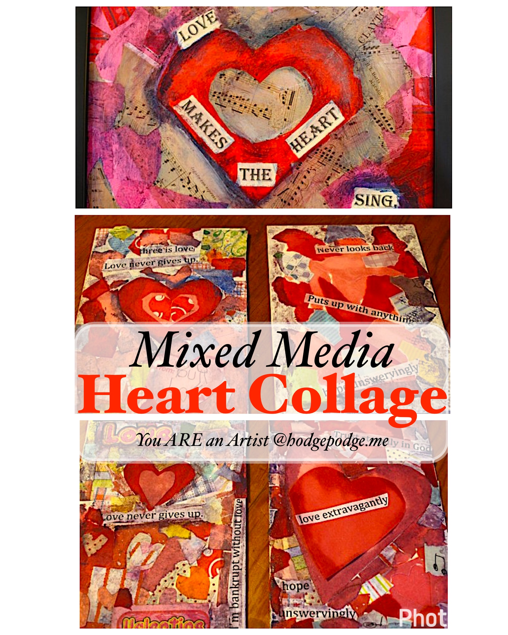 Heart Art Celebratory Valentine Art Romantic Love Keepsake Mini Wall Art Rock Solid Mixed Media Vintage Wood Collage