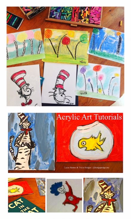 Celebrate Dr. Seuss with art! Cat in the Hat and Truffula Trees