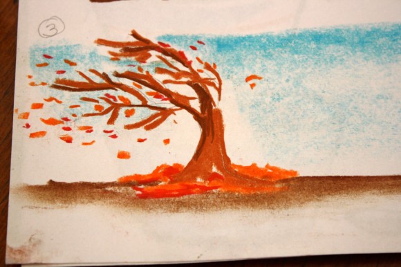 wind in the tree chalk pastel step 3