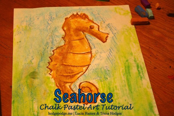 Seahorse Chalk Pastel #Art Tutorial at hodgepodge.me
