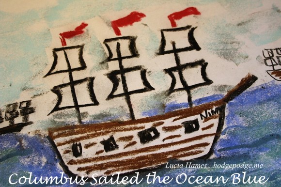 Columbus Sailed the Ocean Blue Chalk Pastel Art Tutorial hodgepodge.me