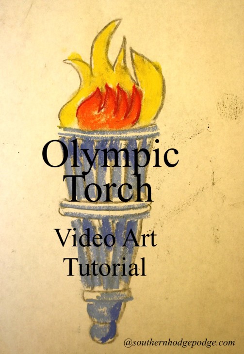 Olympic Torch Chalk Pastel Art www.southernhodgepodge.com