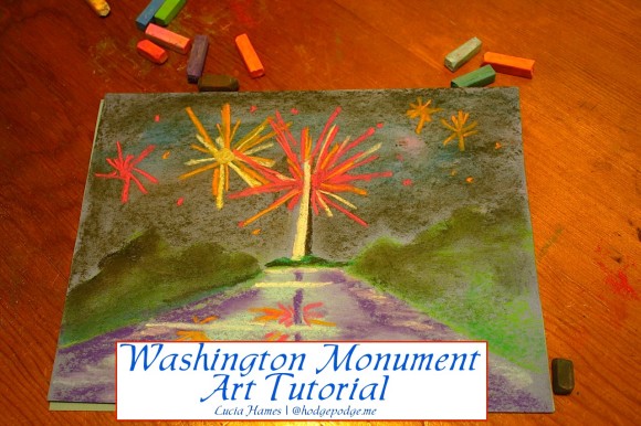Washington Monument with Fireworks Art Tutorial hodgepodge.me