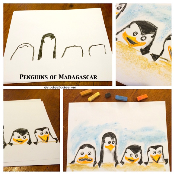 Penguins of Madagascar Chalk Art