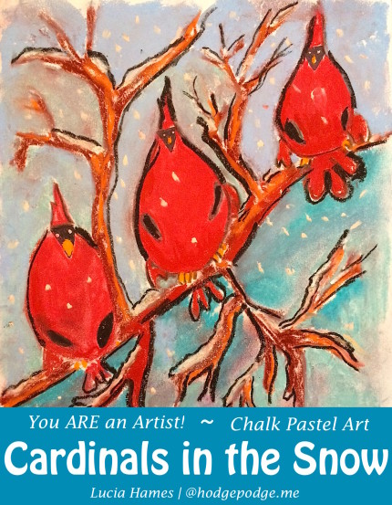 Cardinals in the Snow Chalk Art Tutorial - You ARE an Artist!
