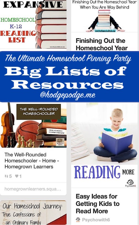 Big Lists of Resources at The Ultimate Homeschool Pinning Party