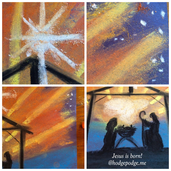 Jesus is born! chalk pastel