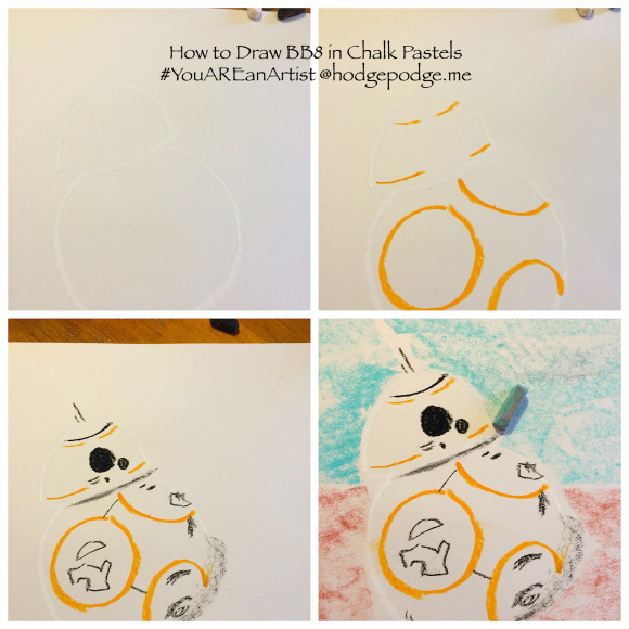 How to Draw Star Wars BB8 in Chalk Pastels