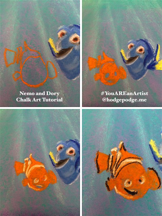 How to Draw Dory and Nemo with Chalk Pastels - You ARE an Artist