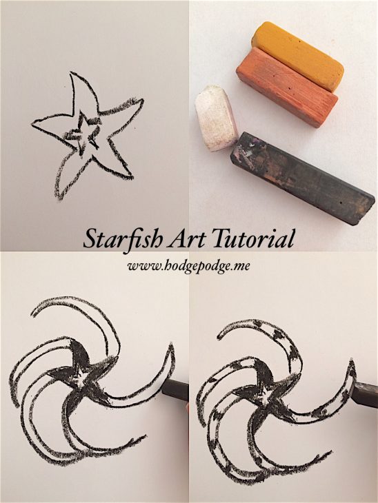 Starfish Chalk Pastel Art Tutorial Steps 1