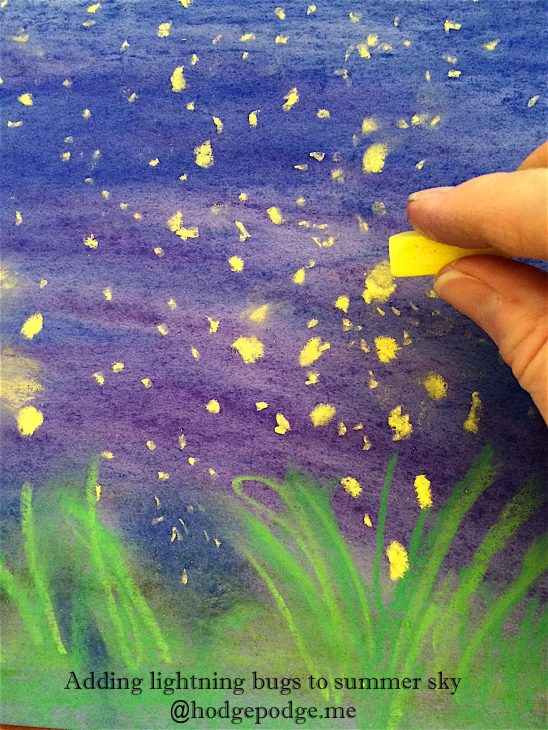 Make lightning Bugs fill the summer sky with chalk pastels!