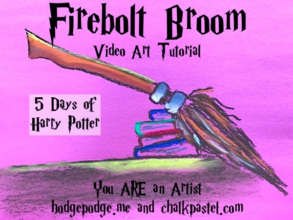 The wizard's broom is a fun subject to paint with chalk pastels. 